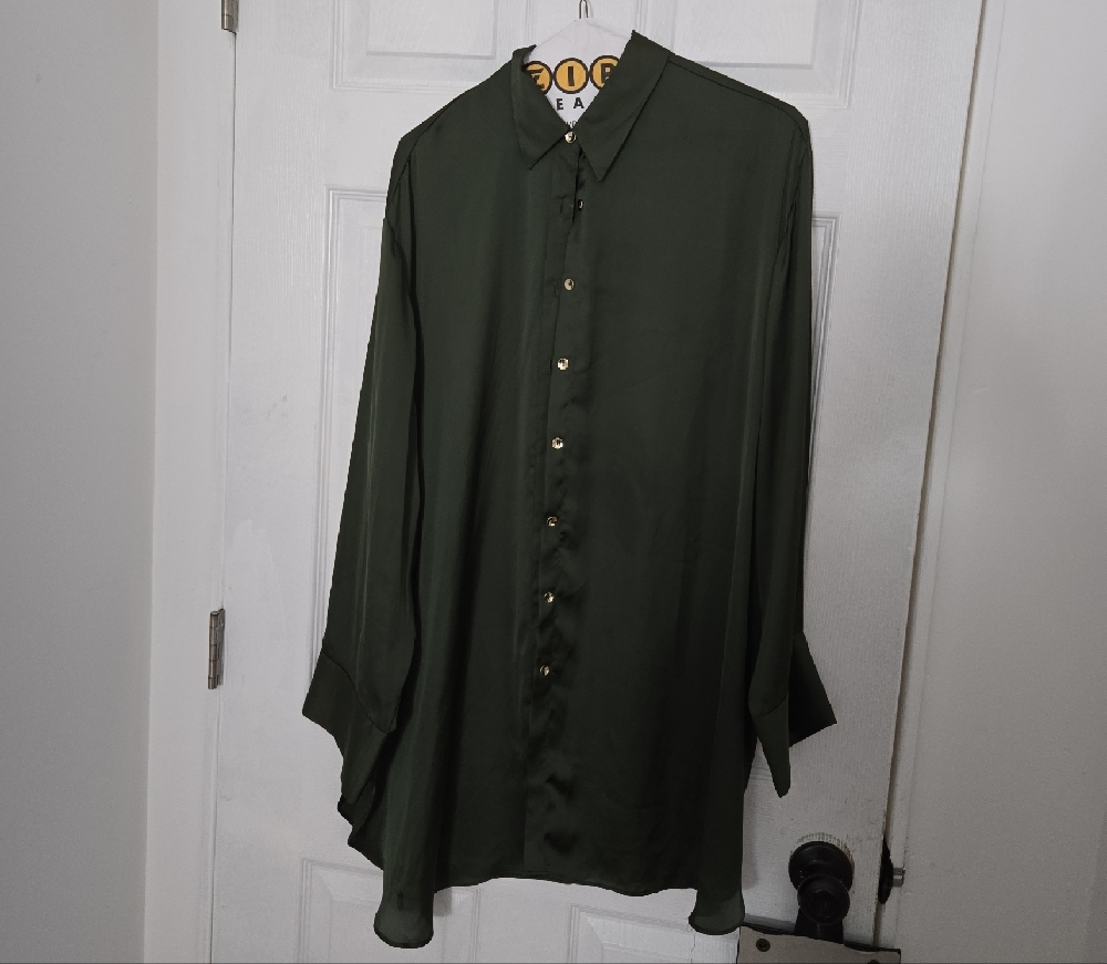 Cato Green Casual Button Down Shirt with Long Sleeves